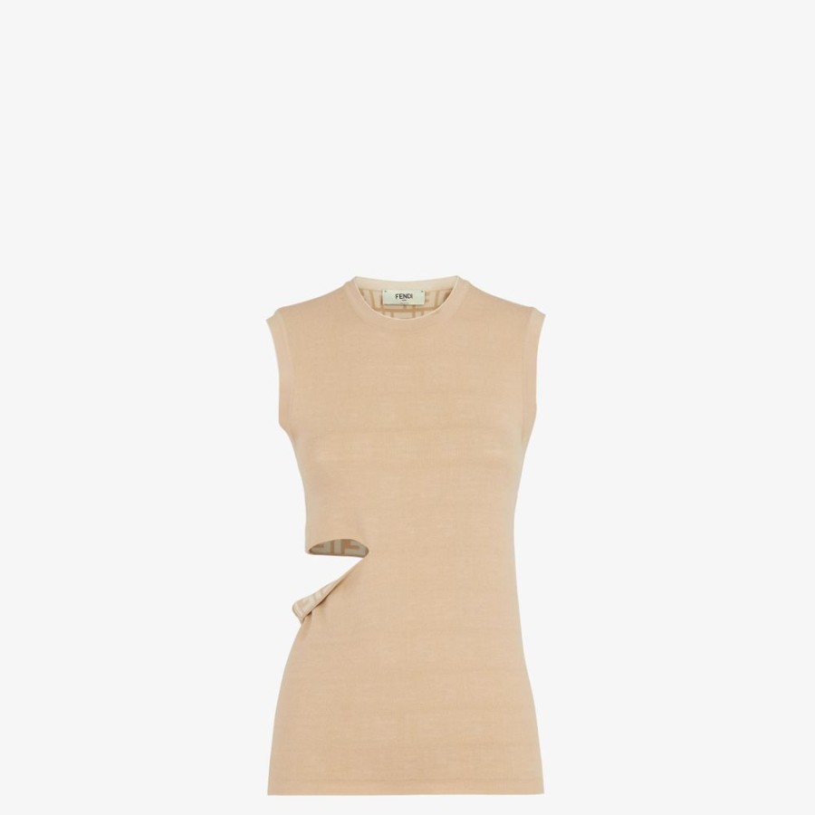 Donna Fendi Completi | Top In Lana Beige