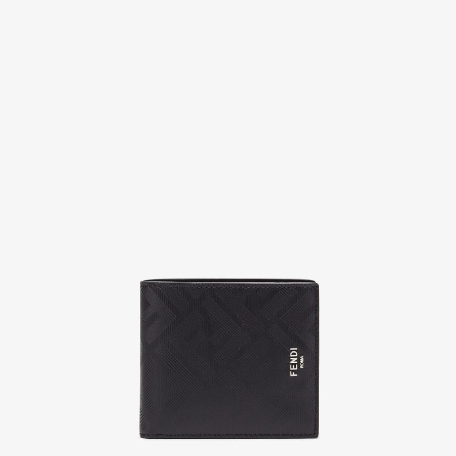 Uomo Fendi Portafogli | Bi-Fold In Pelle Nera