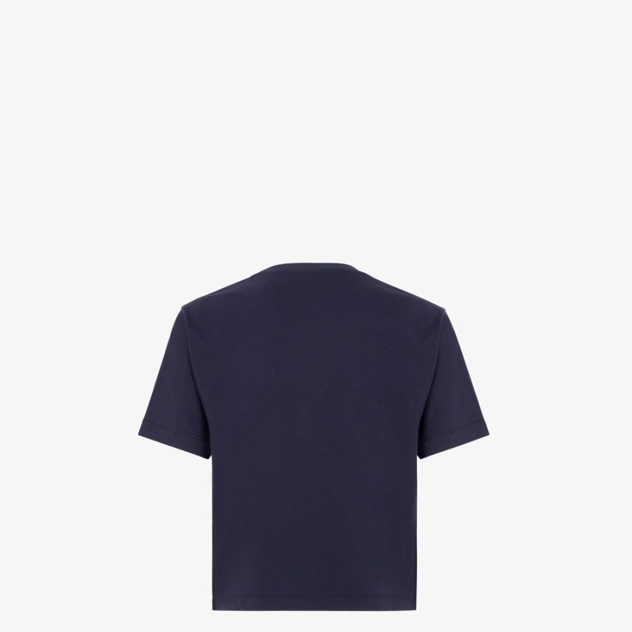 Donna Fendi T-Shirt E Felpe | T-Shirt In Cotone Blu