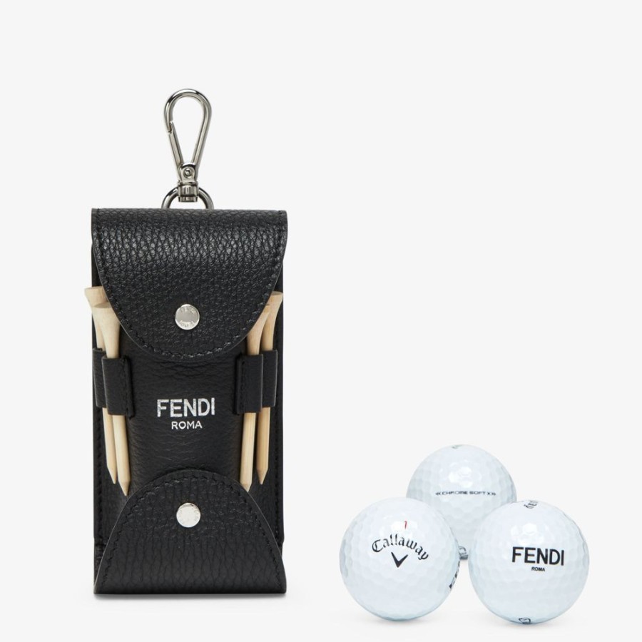 Uomo Fendi Viaggi E Lifestyle | Porta Palline Da Golf In Pelle Nera