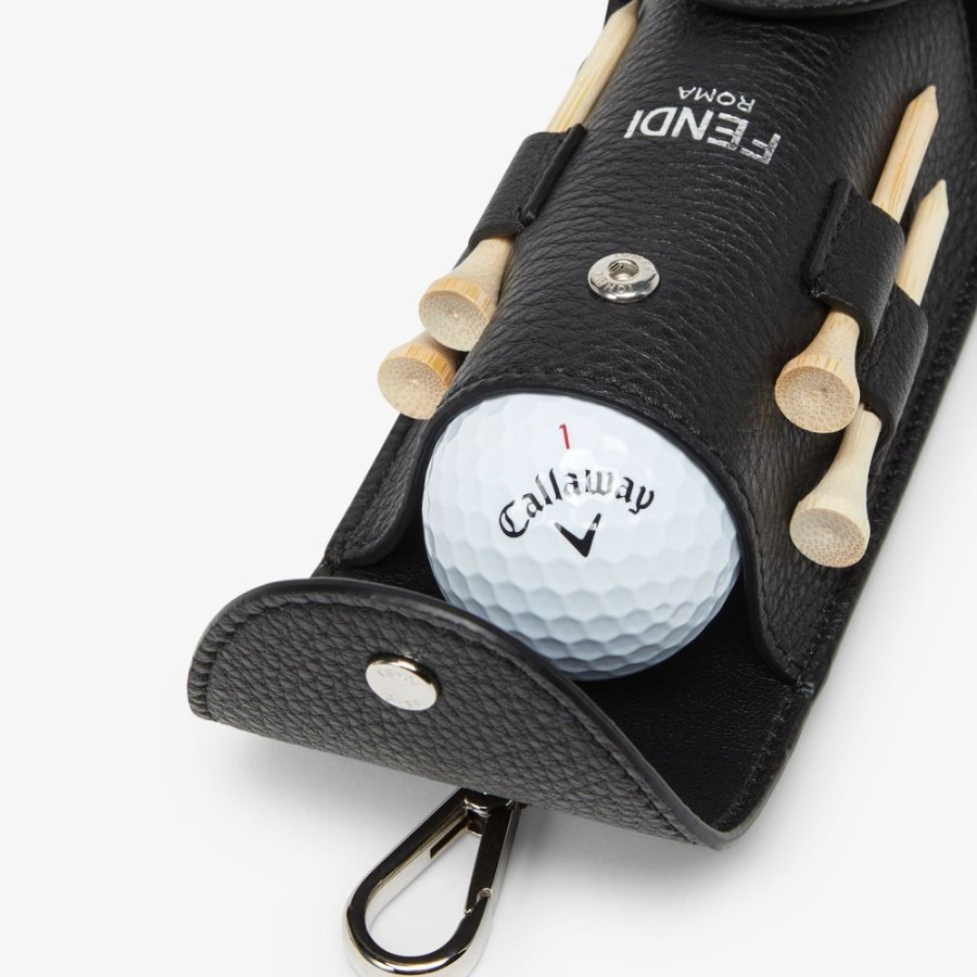 Uomo Fendi Viaggi E Lifestyle | Porta Palline Da Golf In Pelle Nera