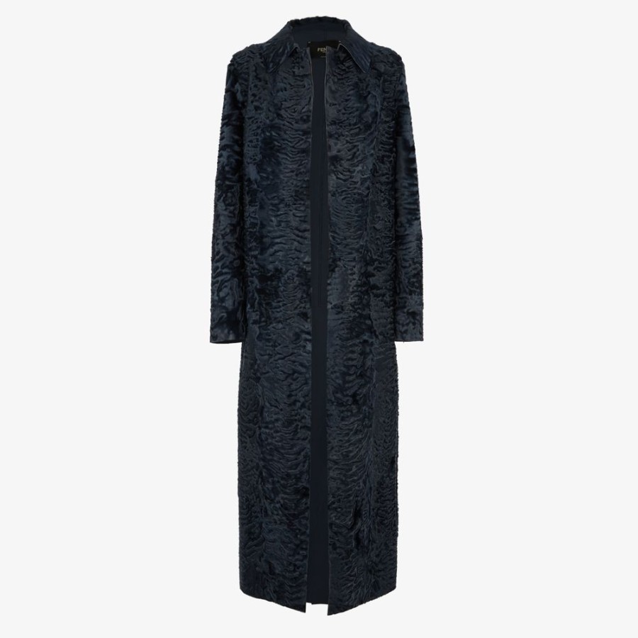 Donna Fendi Cappotti E Capispalla | Cappotto In Swakara Blu