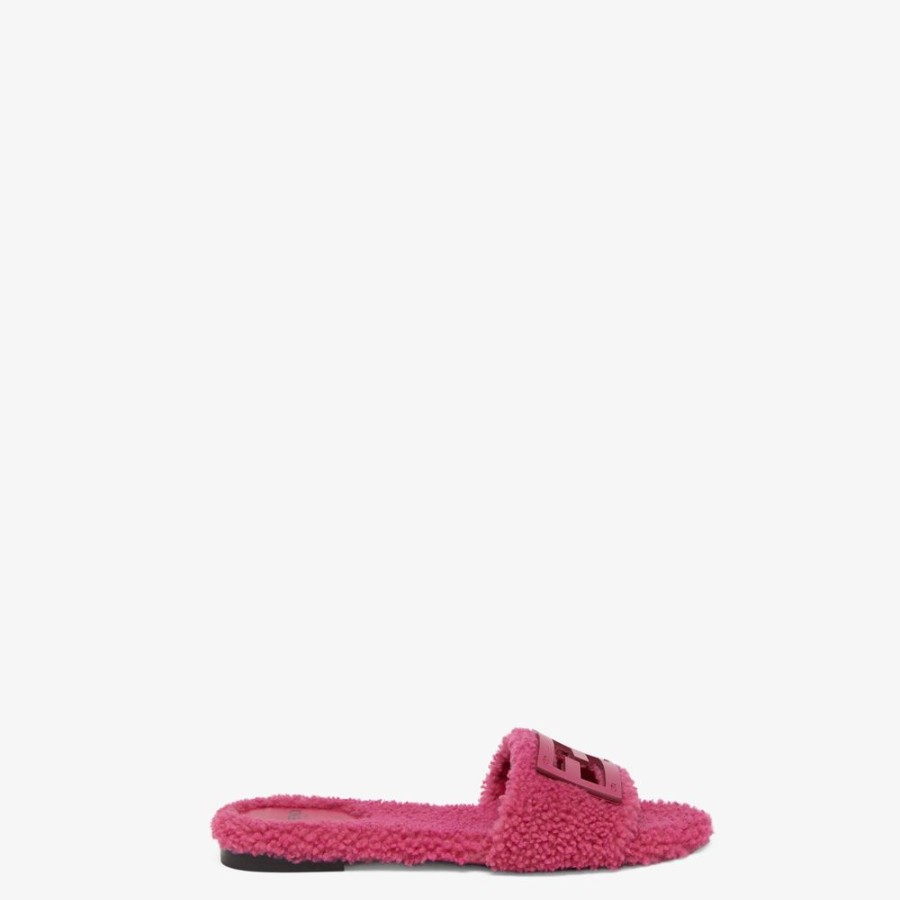 Donna Fendi Slides E Sandali | Slide In Montone Rosa