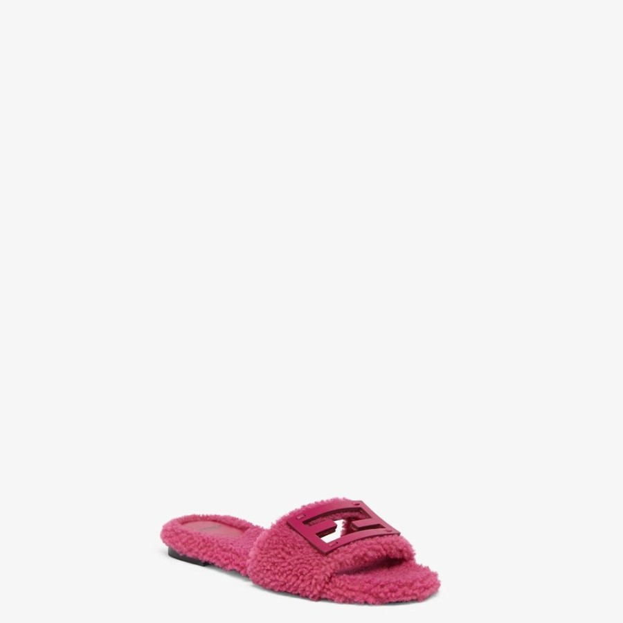 Donna Fendi Slides E Sandali | Slide In Montone Rosa