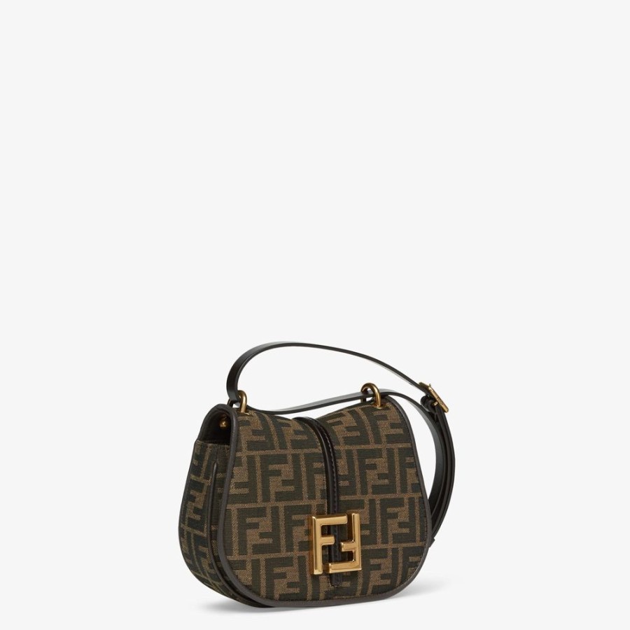 Donna Fendi Borse A Spalla E Tracolle | Borsa In Tessuto Ff Jacquard Marrone