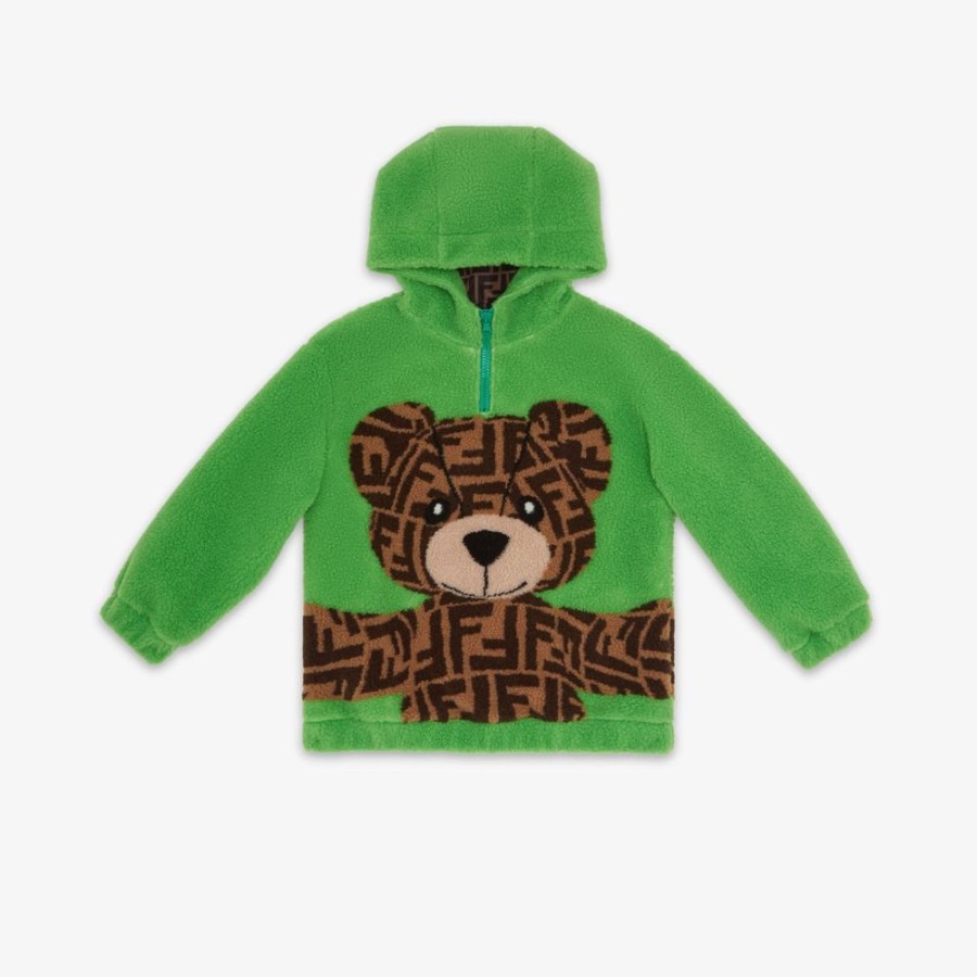 Bambini Fendi Abbigliamento | Felpa Orsetto In Lana Verde