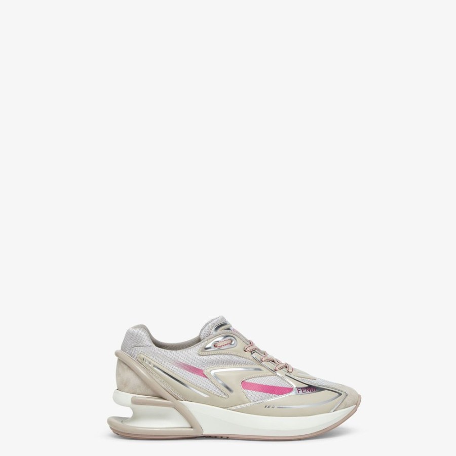 Donna Fendi Sneakers | Runner In Tessuto Beige