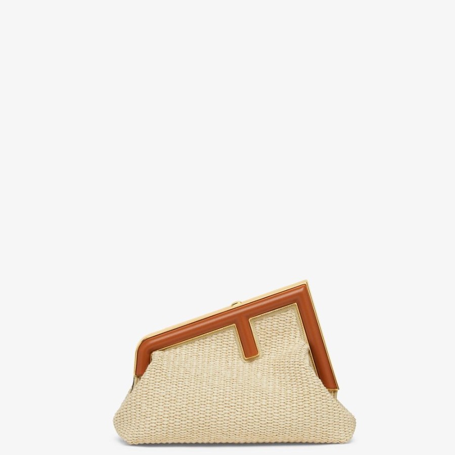 Donna Fendi Clutch E Pochette | Borsa In Paglia Naturale