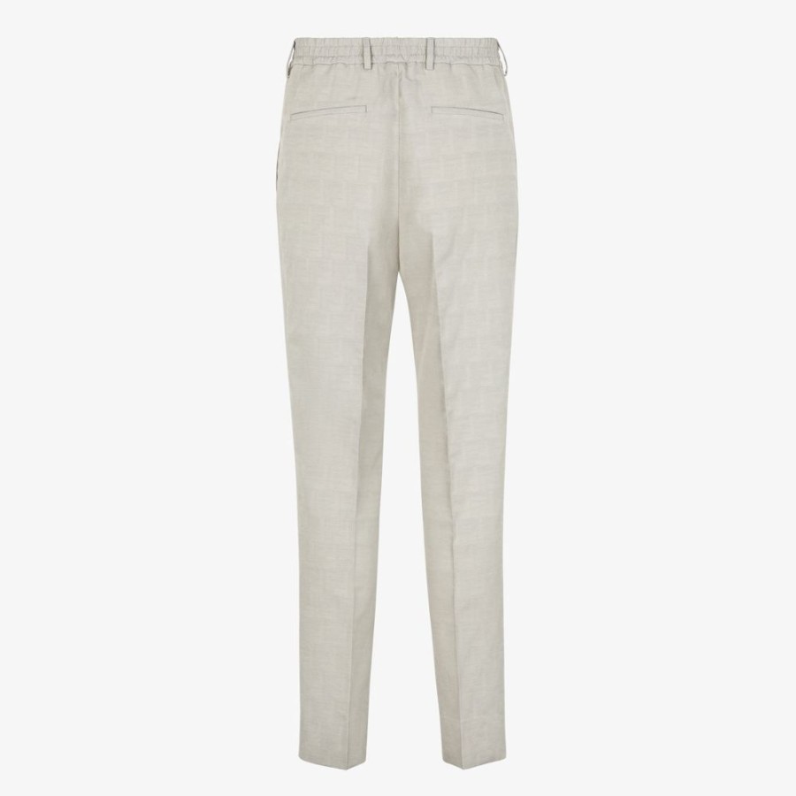 Uomo Fendi Denim E Pantaloni | Pantalone In Tessuto Jacquard Beige