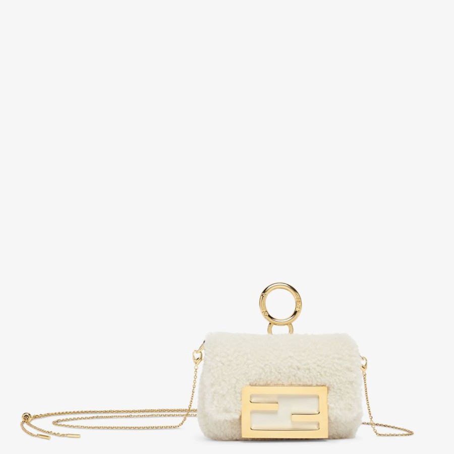 Donna Fendi Miniature Bags | Charm In Montone Bianco