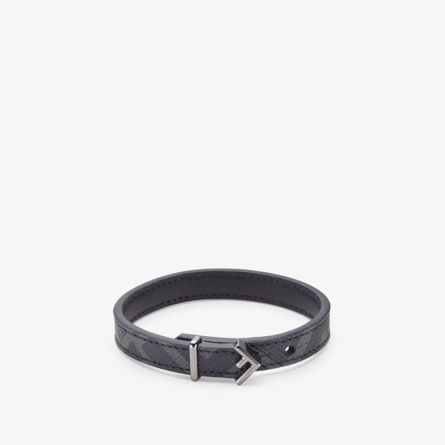 Uomo Fendi Bracciali | Bracciale In Tessuto Nero