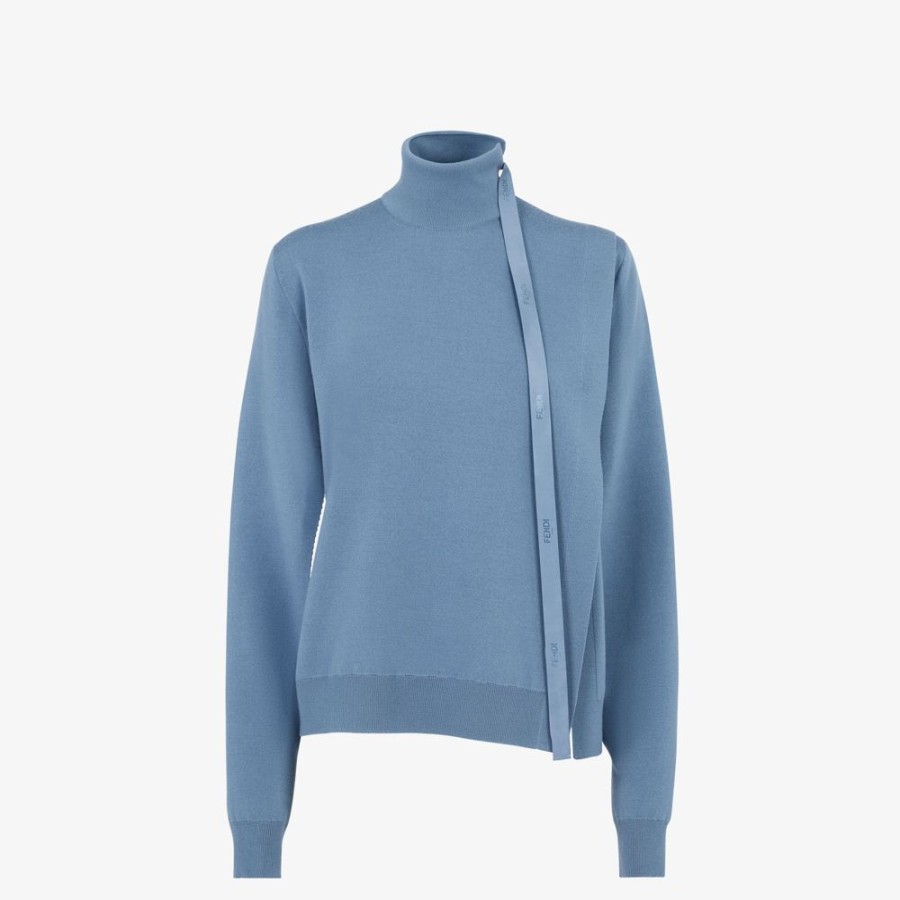 Donna Fendi Maglieria | Pullover In Lana Blu