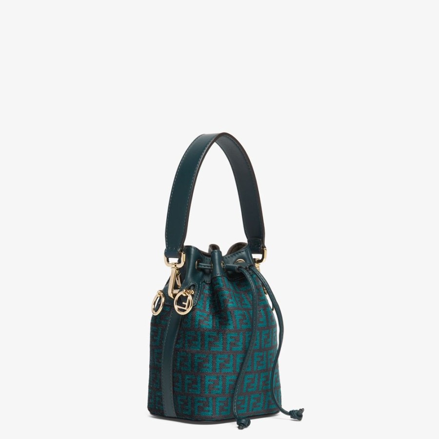 Donna Fendi Borse Mini | Minibag In Tessuto Tapestry Verde Scuro Con Motivo Ff