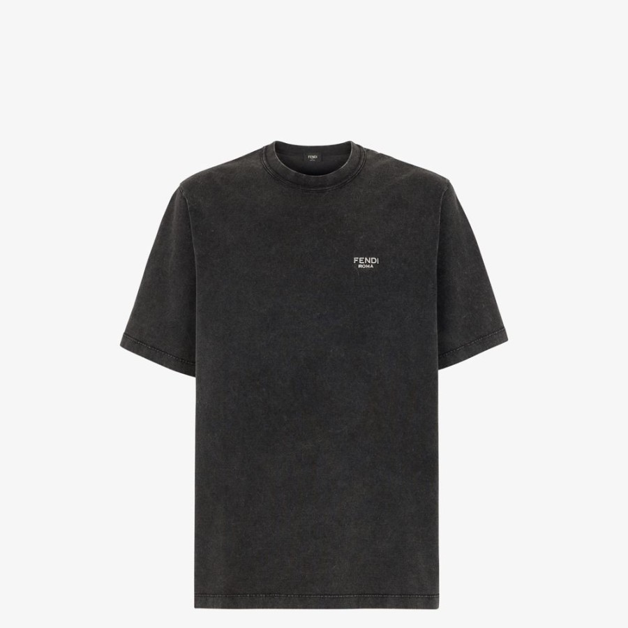 Uomo Fendi T-Shirt E Polo | T-Shirt In Jersey Nero