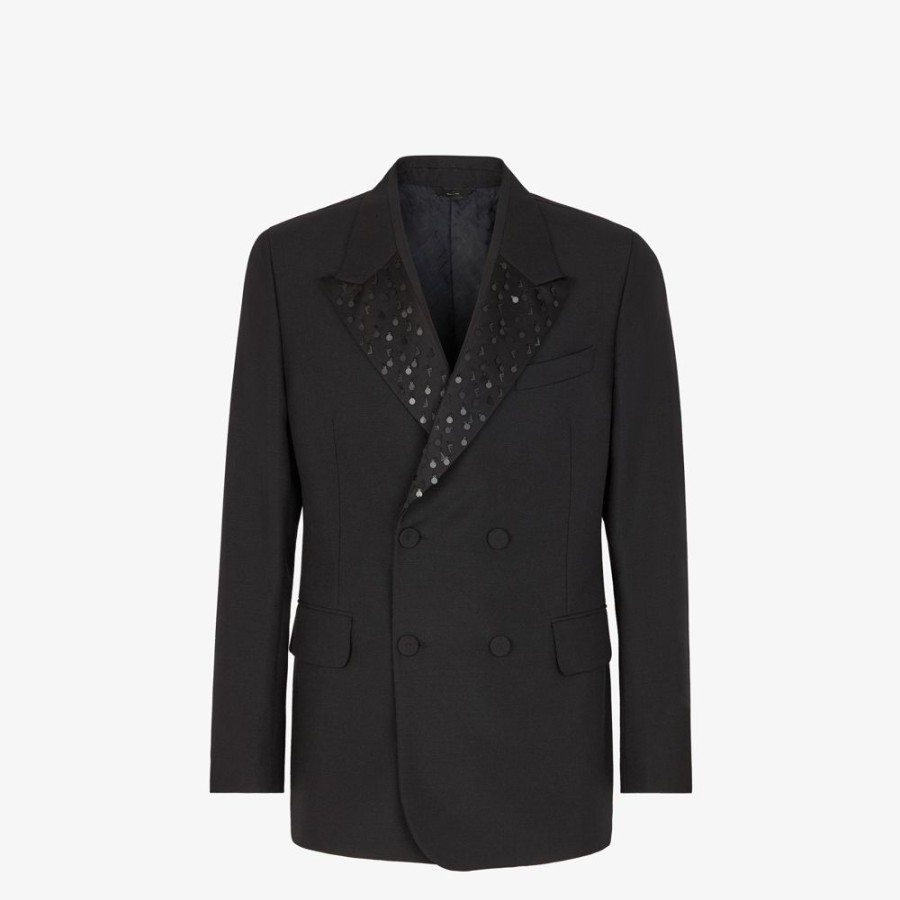 Uomo Fendi Giacche E Abiti | Blazer In Lana Nera