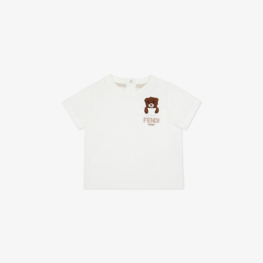 Bambini Fendi Bambina | T-Shirt Baby In Jersey Bianco