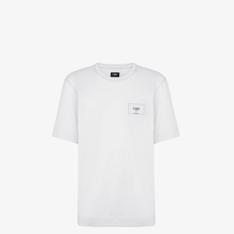 Uomo Fendi T-Shirt E Polo | T-Shirt In Jersey Bianco