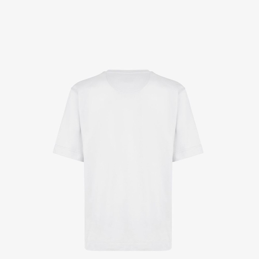 Uomo Fendi T-Shirt E Polo | T-Shirt In Jersey Bianco