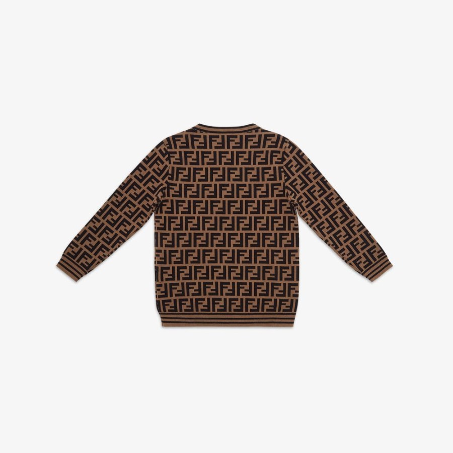 Bambini Fendi Abbigliamento | Maglione Junior In Maglia Tabacco