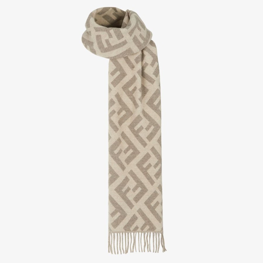 Donna Fendi Sciarpe E Poncho | Sciarpa In Cashmere Tortora