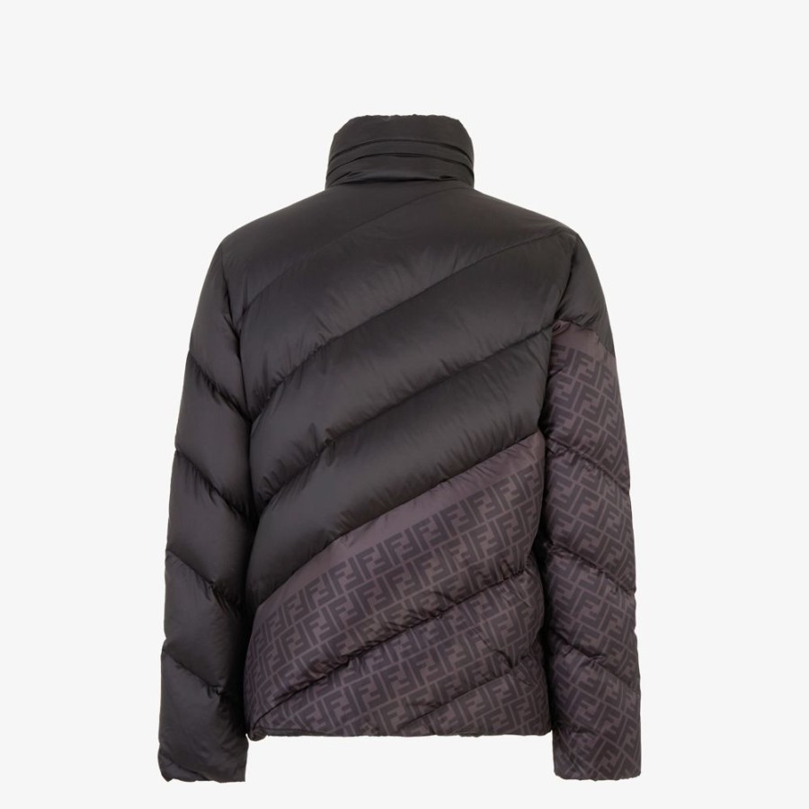 Uomo Fendi Activewear | Piumino In Nylon Nero