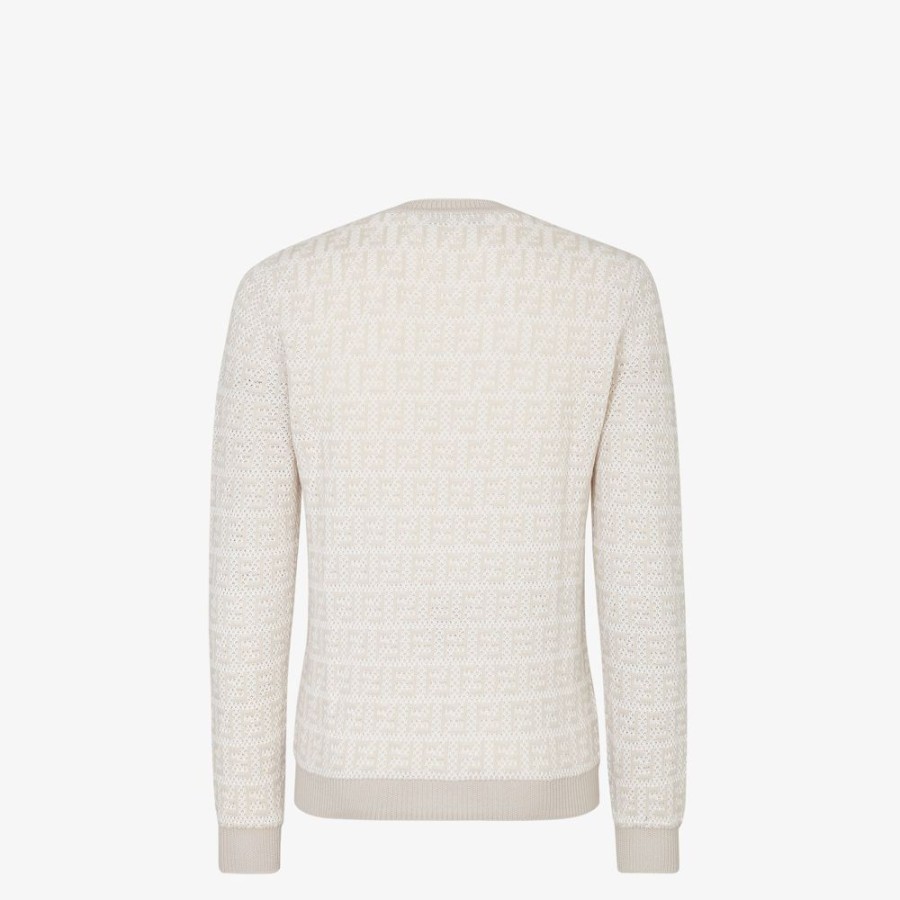 Uomo Fendi Maglieria | Pullover In Maglia Ff Beige