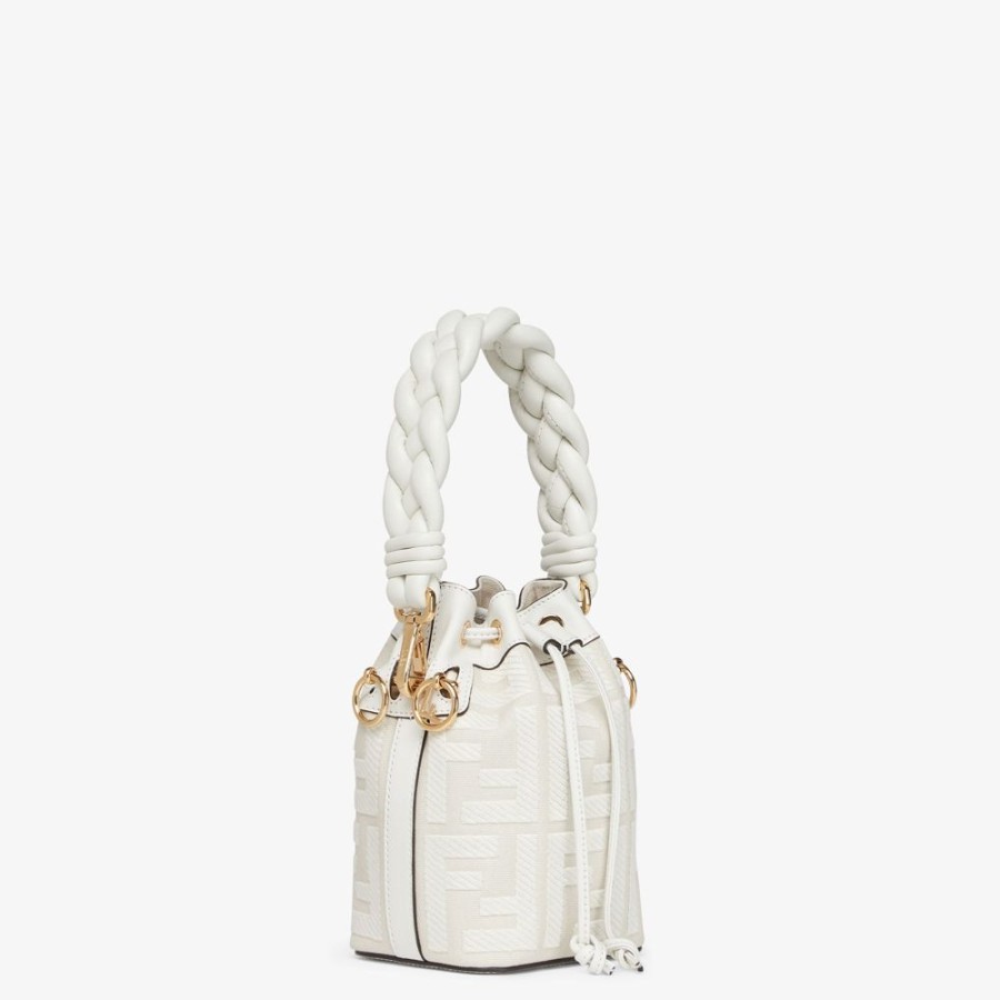 Donna Fendi Borse Mini | Minibag In Canvas Ff Bianca