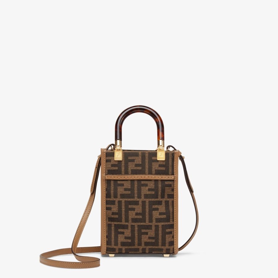 Donna Fendi Borse Mini | Minibag In Tessuto Ff Marrone