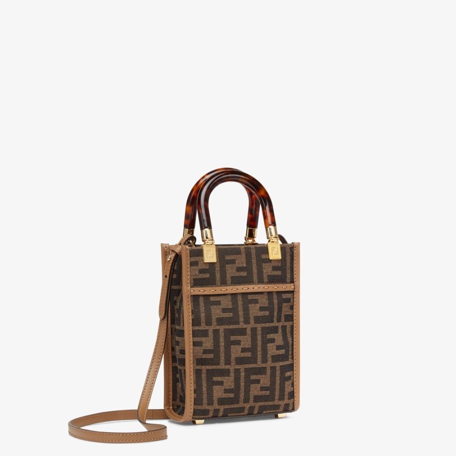 Donna Fendi Borse Mini | Minibag In Tessuto Ff Marrone