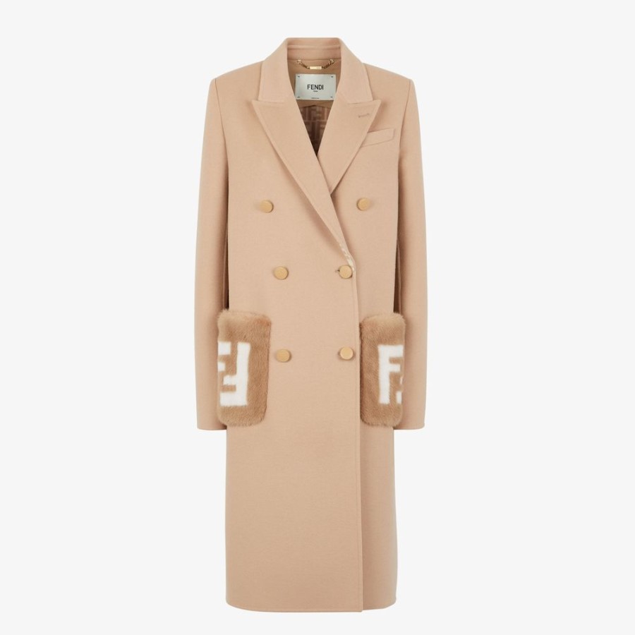 Donna Fendi Cappotti E Capispalla | Cappotto In Lana Beige