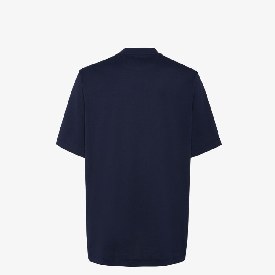 Uomo Fendi T-Shirt E Polo | T-Shirt In Jersey Blu