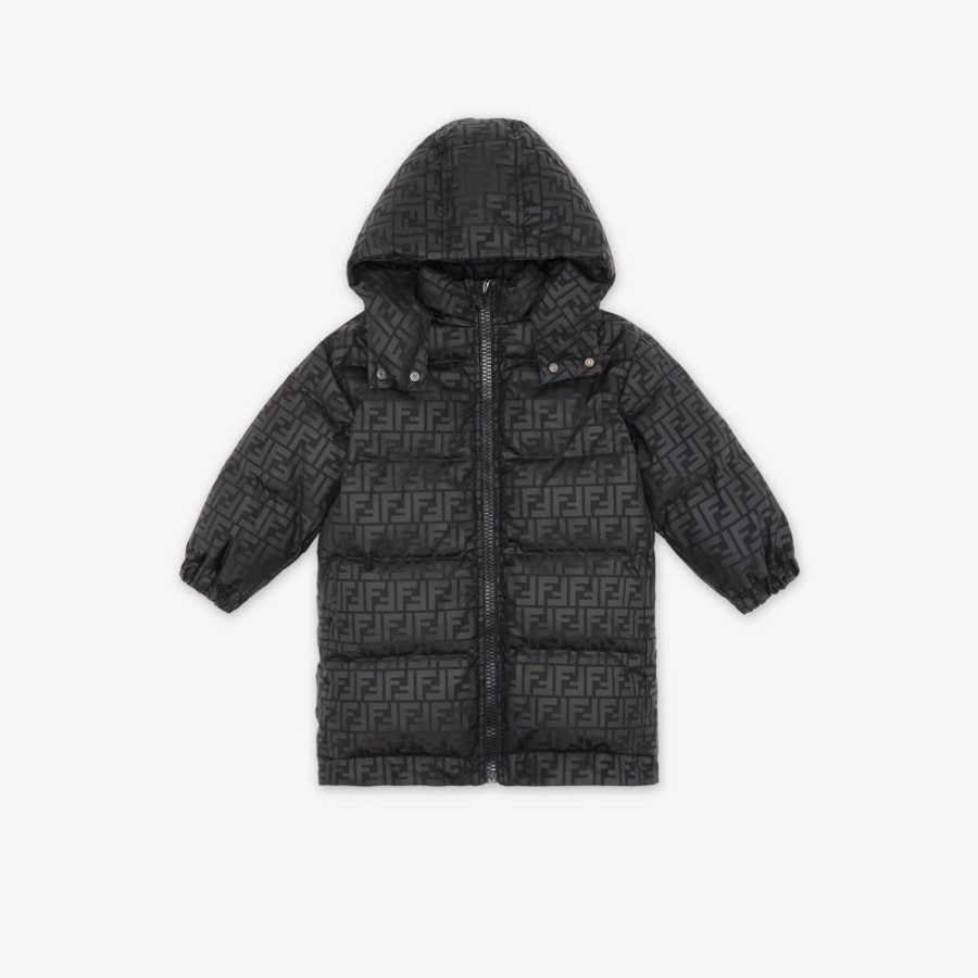 Bambini Fendi Abbigliamento | Piumino Junior In Nylon Nero