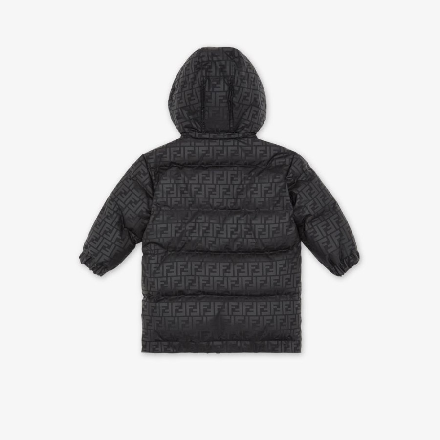 Bambini Fendi Abbigliamento | Piumino Junior In Nylon Nero