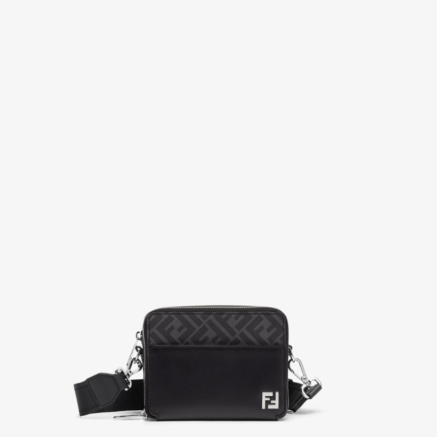 Uomo Fendi Borse Mini | Borsa In Pelle Nera E Ff