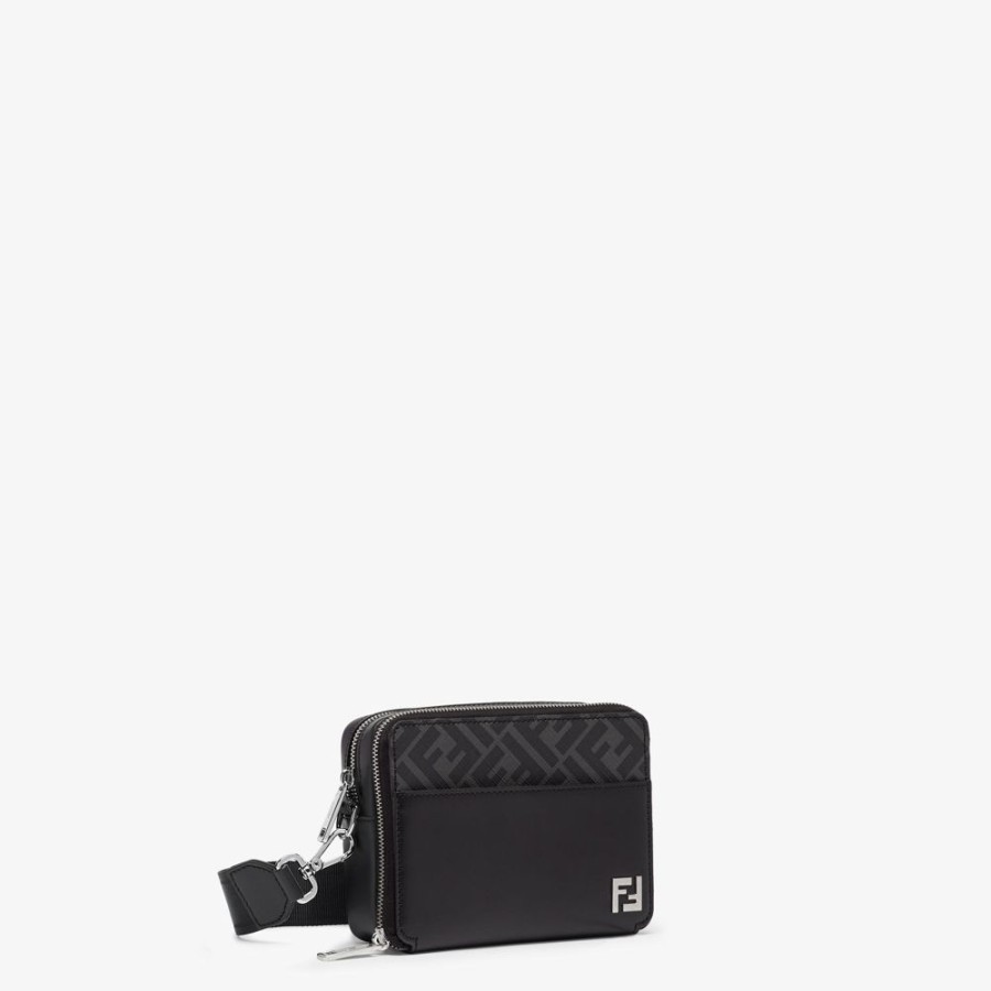 Uomo Fendi Borse Mini | Borsa In Pelle Nera E Ff