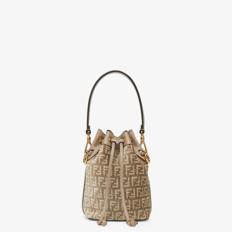 Donna Fendi Borse Mini | Minibag In Tessuto Tapestry Tortora Con Motivo Ff