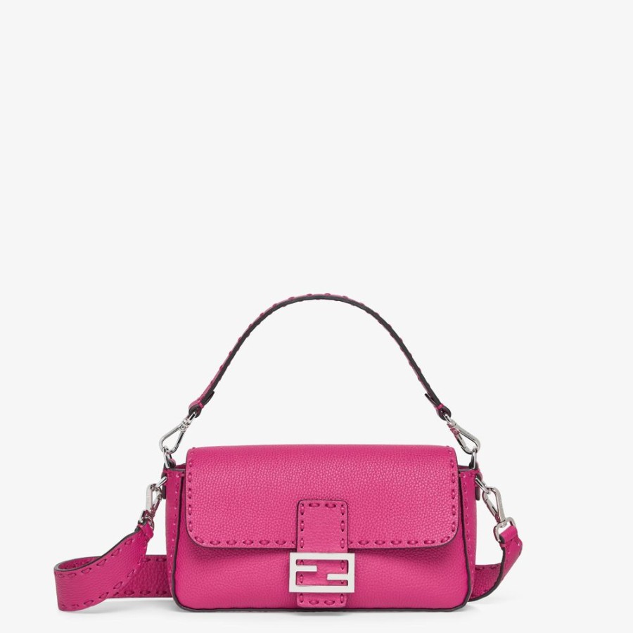 Donna Fendi Borse A Spalla E Tracolle | Borsa Selleria Fucsia Con Macro Impunture