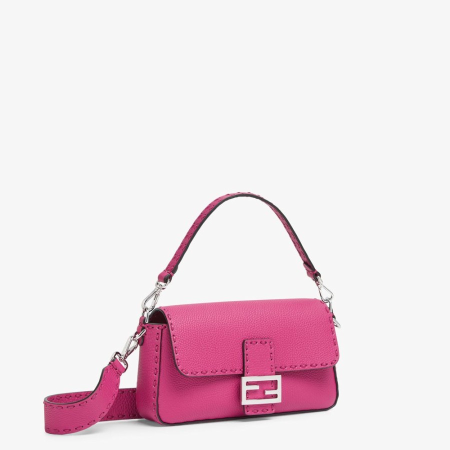 Donna Fendi Borse A Spalla E Tracolle | Borsa Selleria Fucsia Con Macro Impunture