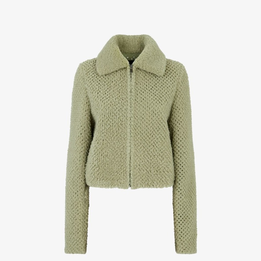 Donna Fendi Cappotti E Capispalla | Giacca In Shearling Verde