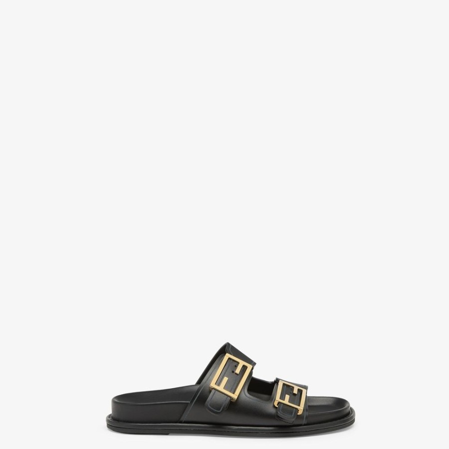 Donna Fendi Slides E Sandali | Slide In Pelle Nera