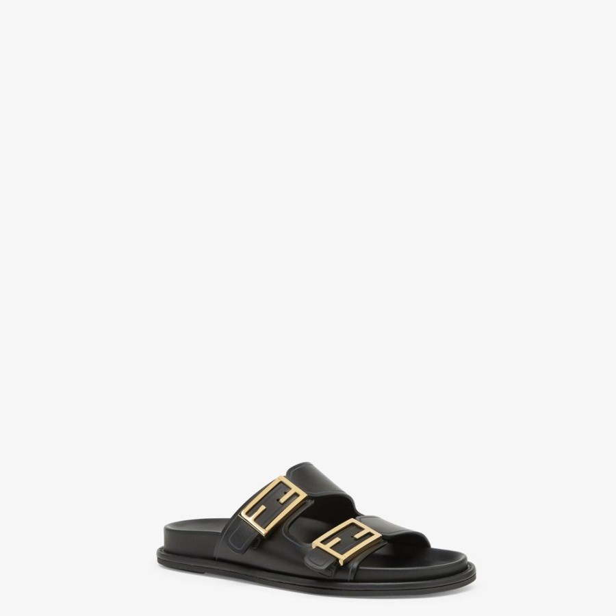 Donna Fendi Slides E Sandali | Slide In Pelle Nera