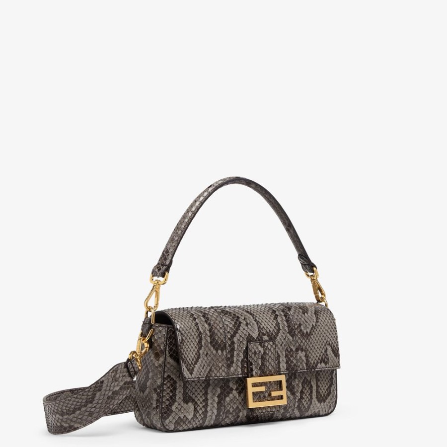 Donna Fendi Pelli Pregiate | Borsa In Pitone Grigio