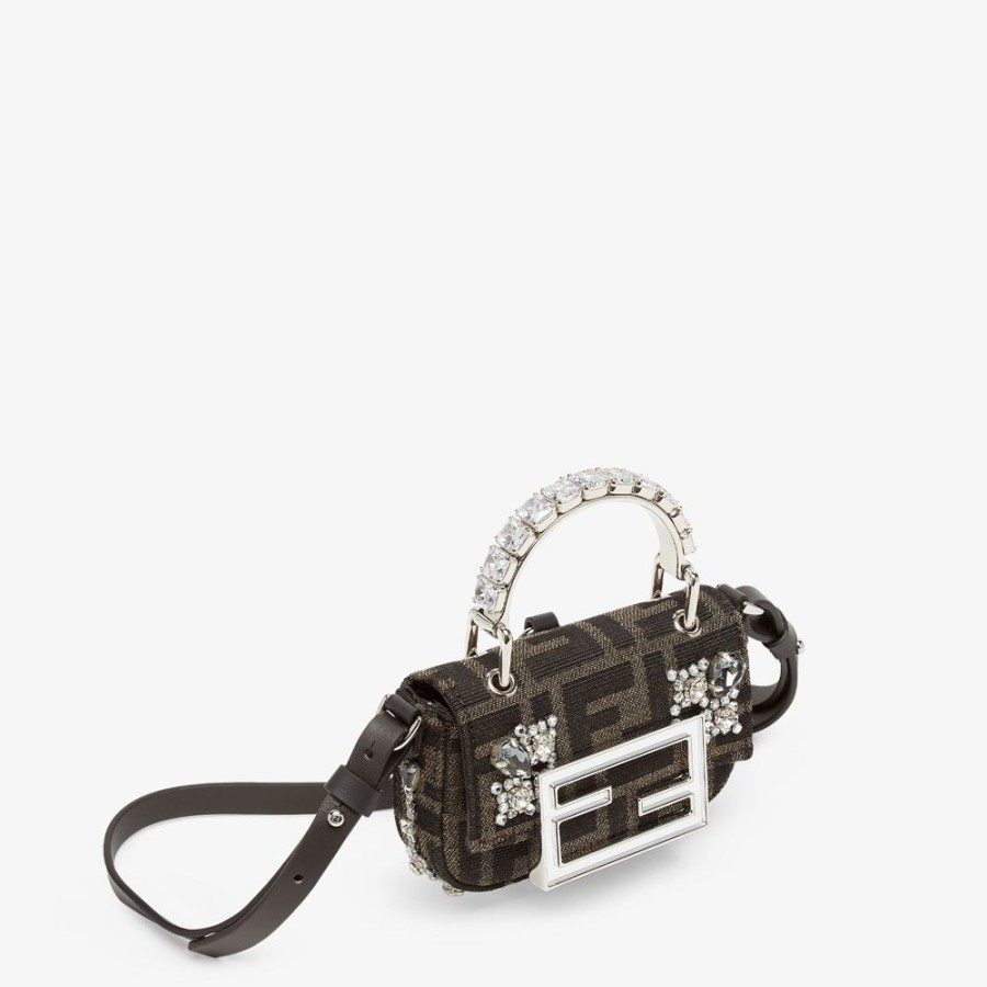 Donna Fendi Miniature Bags | Minibag In Tessuto Marrone