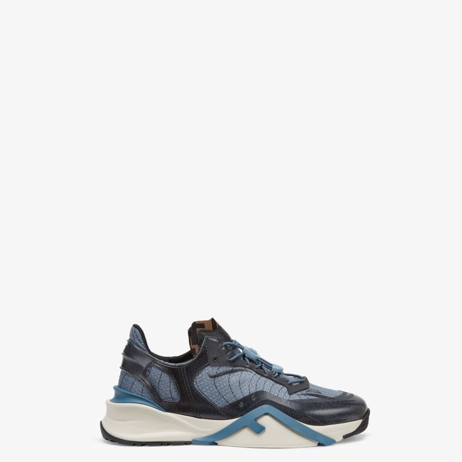 Uomo Fendi Sneakers | Low Top In Tessuto Blu