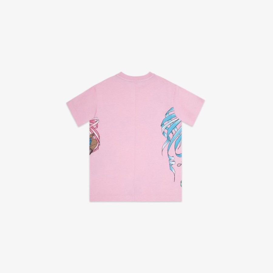 Bambini Fendi Abbigliamento | T-Shirt Junior In Jersey Rosa E Multicolor