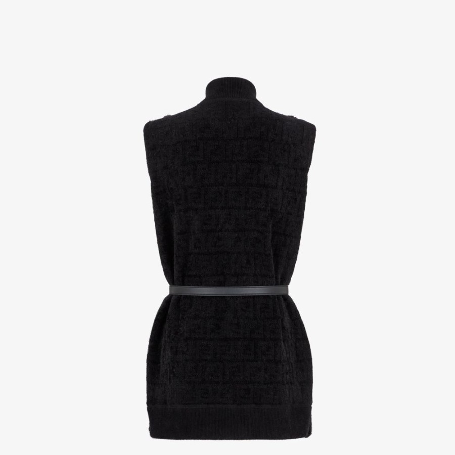 Donna Fendi Cappotti E Capispalla | Gilet In Visone Nero