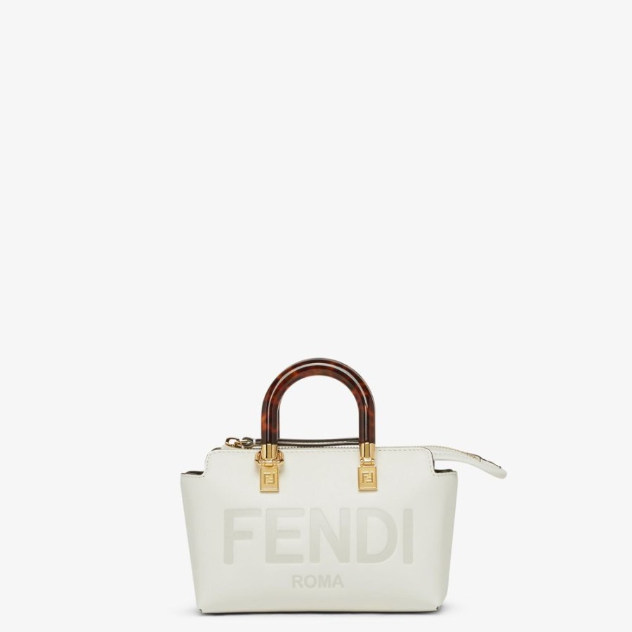 Donna Fendi Borse Mini | Bauletto Piccolo In Pelle Bianca