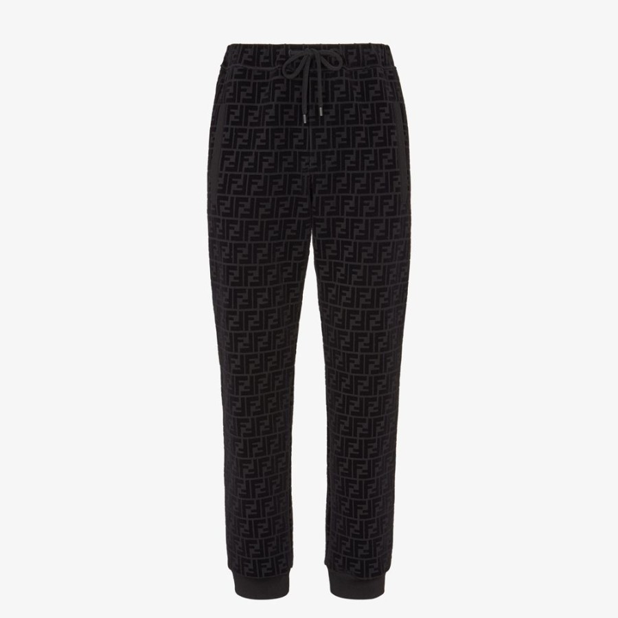 Uomo Fendi Denim E Pantaloni | Pantalone In Piquet Nero