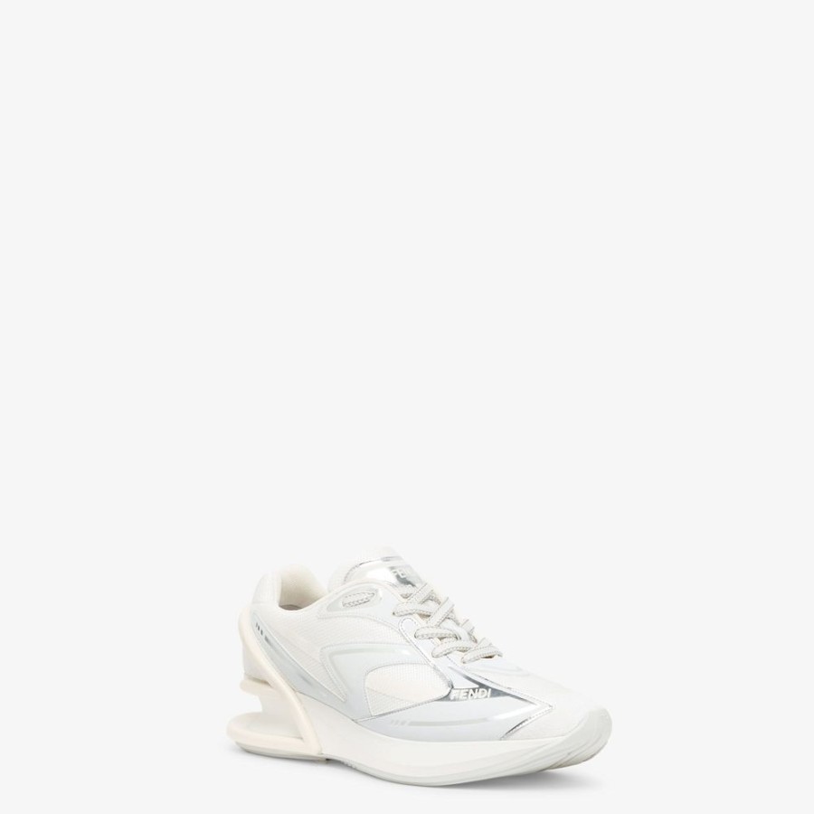 Donna Fendi Sneakers | Runner In Tessuto Bianco