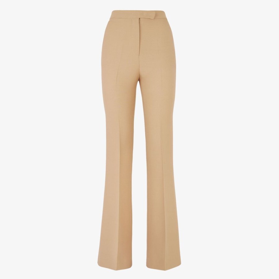 Donna Fendi Completi | Pantalone In Lana Seta Beige